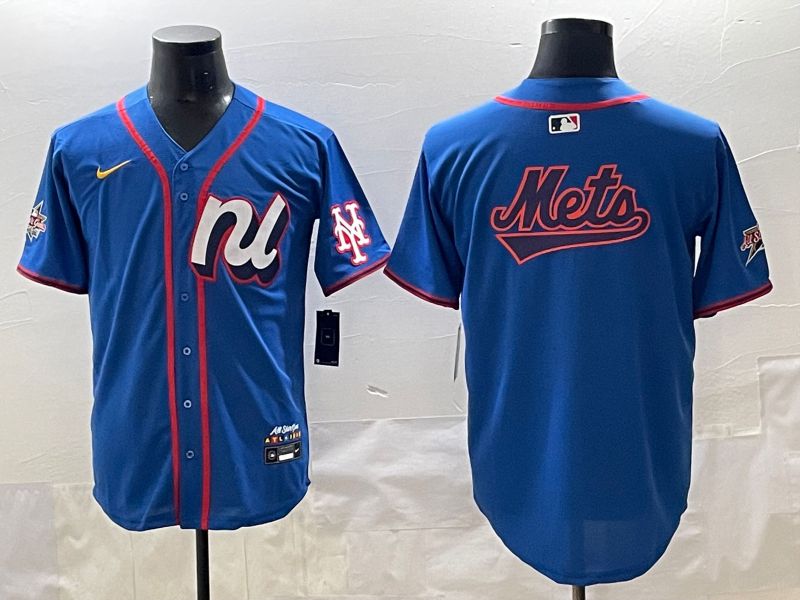 Men 2025 New York Mets Blank Blue All star Blank Blue Nike MLB Jersey style 5